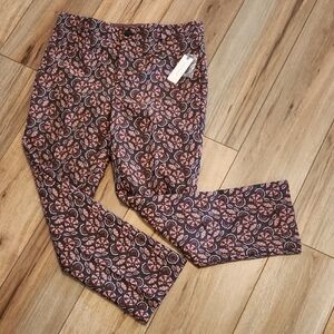 Anthropologie The Essential Slim Patterned Pants Brown Motif Women's Size 8 NEW!